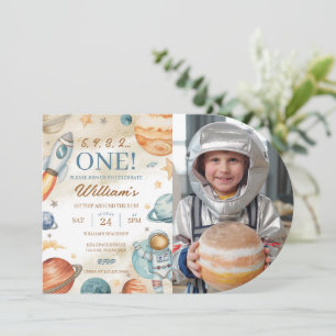 Invitation Espace 1er anniversaire photo