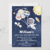 Invitation Espace 1er Anniversaire Premier Voyage Autour Du S (Devant)