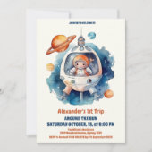 Invitation Espace 1er Anniversaire Premier Voyage Autour Du S (Devant)