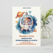 Invitation Espace 1er Anniversaire Premier Voyage Autour Du S (Debout devant)