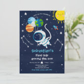 Invitation Espace 1er Anniversaire Premier Voyage Autour Du S (Debout devant)