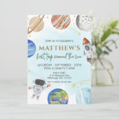 Invitation Espace 1er Anniversaire Premier Voyage Autour Du S (Debout devant)