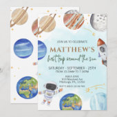 Invitation Espace 1er Anniversaire Premier Voyage Autour Du S (Devant / Derrière)