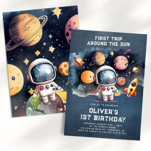 Invitation Espace 1er Anniversaire Premier Voyage Autour Du S