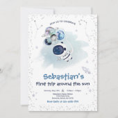 Invitation Espace 1er Anniversaire Premier Voyage Autour Du S (Devant)