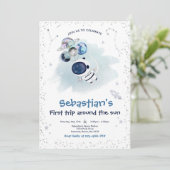 Invitation Espace 1er Anniversaire Premier Voyage Autour Du S (Debout devant)