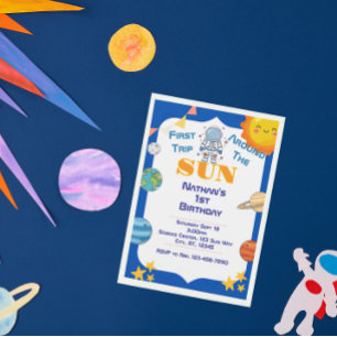 Invitation Espace 1er voyage autour de l'anniversaire du sole