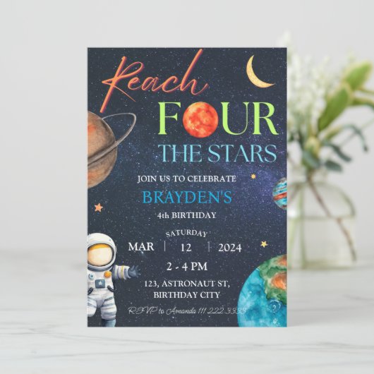 Invitation Espace 4th Reach Four The Stars Galaxy Anniversair (Debout devant)