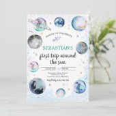 Invitation Espace Anniversaire Premier Voyage Autour Du Solei (Debout devant)