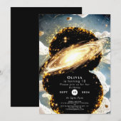 Invitation Espace aquarelle Galaxy Anniversaire (Devant / Derrière)