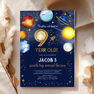 Invitation Espace Astronaute Planète Galaxie 9e Anniversaire