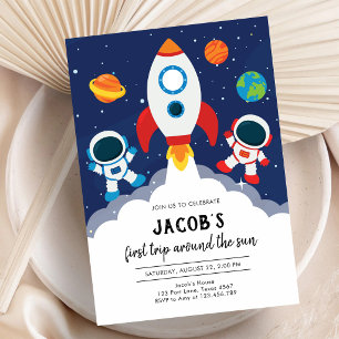 Invitation Espace Astronaute Planète Galaxie Anniversaire
