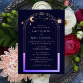 Invitation Espace astronomique mystique Rainbow Sun Star Moon