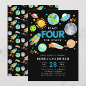 Invitation Espace Atteindre QUATRE Étoiles 4ème anniversaire (Devant / Derrière)