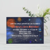 Invitation Espace avec des planètes et des galaxies (Debout devant)