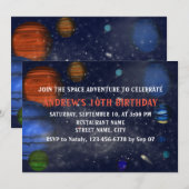 Invitation Espace avec des planètes et des galaxies (Devant / Derrière)