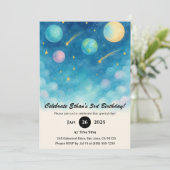 Invitation Espace Ciel Bleu Pastel Anniversaire (Debout devant)