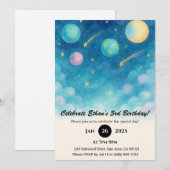 Invitation Espace Ciel Bleu Pastel Anniversaire (Devant / Derrière)