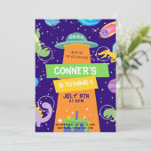 Invitation Espace coloré et Dinosaures Fête d'anniversaire (Debout devant)