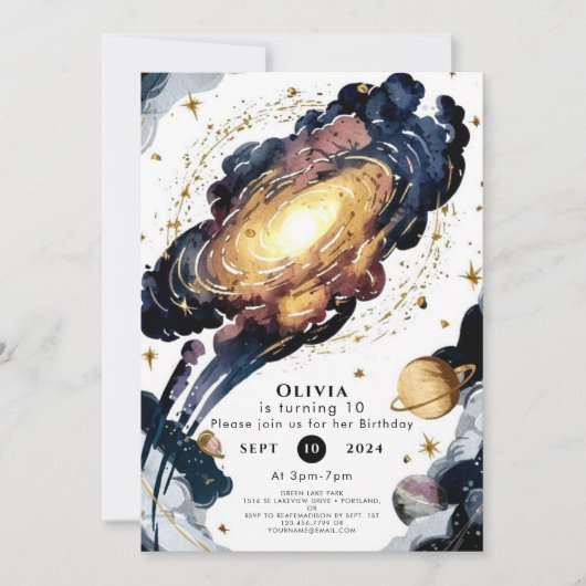 Invitation Espace comet simple Anniversaire (Devant)