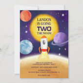 Invitation Espace cool deux planètes de lune 2e anniversaire (Devant)