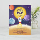 Invitation Espace cool deux planètes de lune 2e anniversaire (Debout devant)