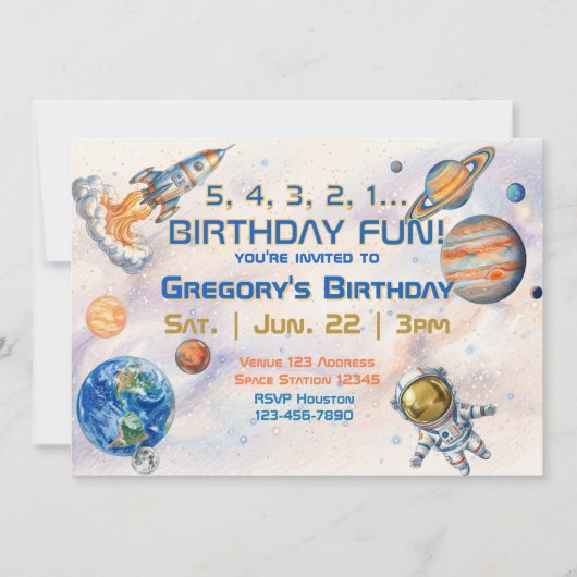 Invitation Espace de plaisir d'anniversaire 5 4 3 2 1 (Devant)