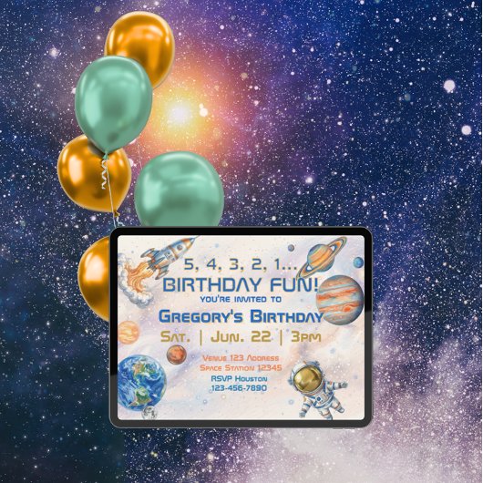 Invitation Espace de plaisir d'anniversaire 5 4 3 2 1