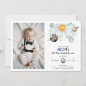 Invitation Espace Extérieur Anniversaire Galaxie Soleil Lune (Devant)