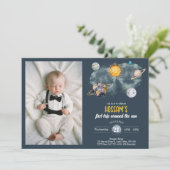 Invitation Espace Extérieur Anniversaire Galaxie Soleil Lune (Debout devant)