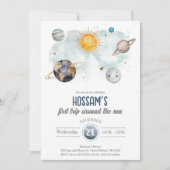 Invitation Espace Extérieur Anniversaire Galaxie Soleil Lune (Devant)