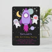 Invitation Espace Extérieur Chatons Chat Astronaute Anniversa (Debout devant)