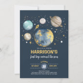 Invitation Espace Extérieur Lune Étoiles Voyage Autour Du Sol (Devant)