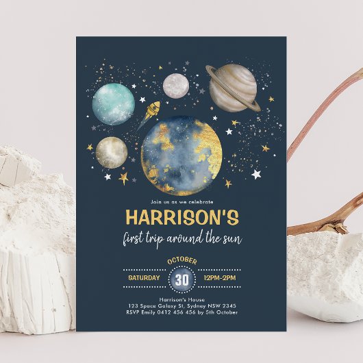 Invitation Espace Extérieur Lune Étoiles Voyage Autour Du Sol
