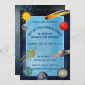 Invitation Espace extérieur modifiable pour anniversaire (Devant / Derrière)