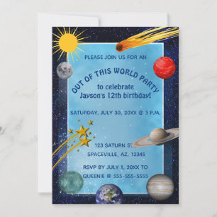Invitation Espace extérieur modifiable pour anniversaire