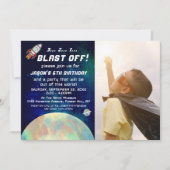 Invitation Espace Extérieur Photo Tout Âge Anniversaire Invit (Devant)