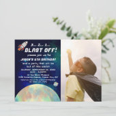 Invitation Espace Extérieur Photo Tout Âge Anniversaire Invit (Debout devant)