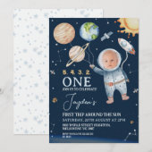 Invitation Espace Extérieur Premier Voyage Autour Du Soleil P (Devant / Derrière)