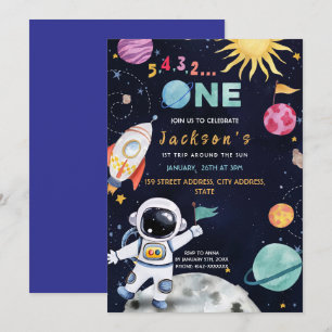 Invitation Espace Extérieur Thème 1er Anniversaire