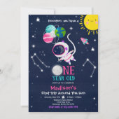 Invitation Espace extra-atmosphérique 1er Anniversaire Fête d (Devant)