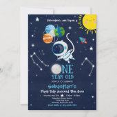 Invitation Espace extra-atmosphérique 1er Anniversaire Fête d (Devant)