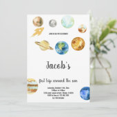 Invitation Espace extra-atmosphérique 1er anniversaire Thème (Debout devant)