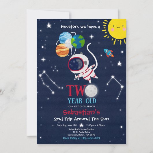 Invitation Espace extra-atmosphérique 2e Fête d'anniversaire  (Devant)
