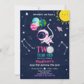 Invitation Espace extra-atmosphérique 2e Fête d'anniversaire  (Devant)