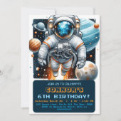 Invitation Espace extra-atmosphérique Anniversaire Astronaute (Devant)