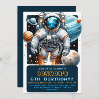 Invitation Espace extra-atmosphérique Anniversaire Astronaute