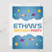 Invitation Espace extra-atmosphérique Anniversaire Partie de (Dos)