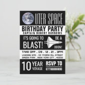 Invitation Espace extra-atmosphérique, fête d'anniversaire po (Debout devant)