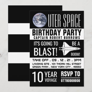Invitation Espace extra-atmosphérique, fête d'anniversaire po